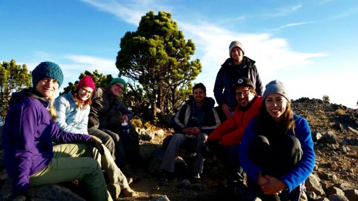 Hikers taking a break on Tajumulco Volcano summit