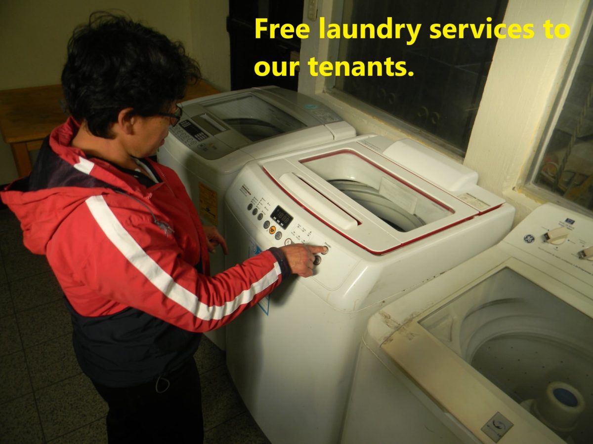 free laundry services to our tenants.